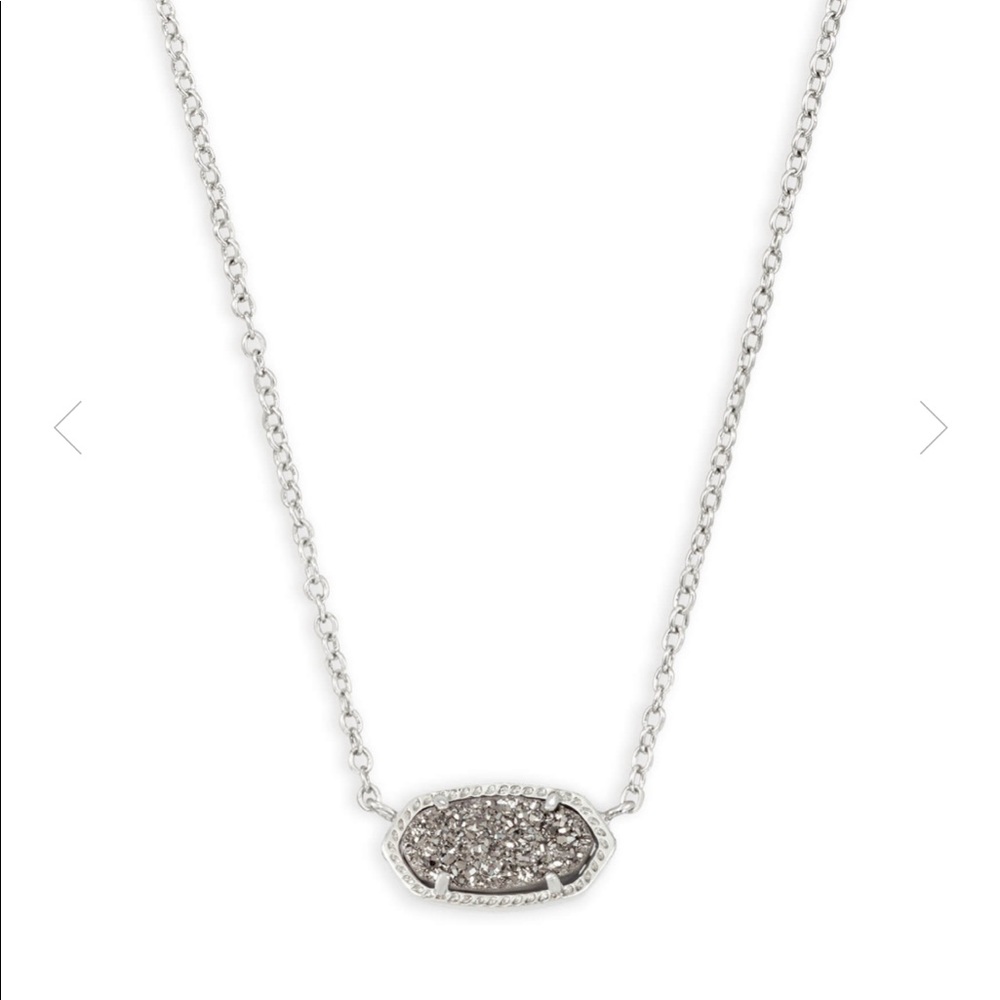 Elisa Silver Pendant Necklace in Platinum Drusy